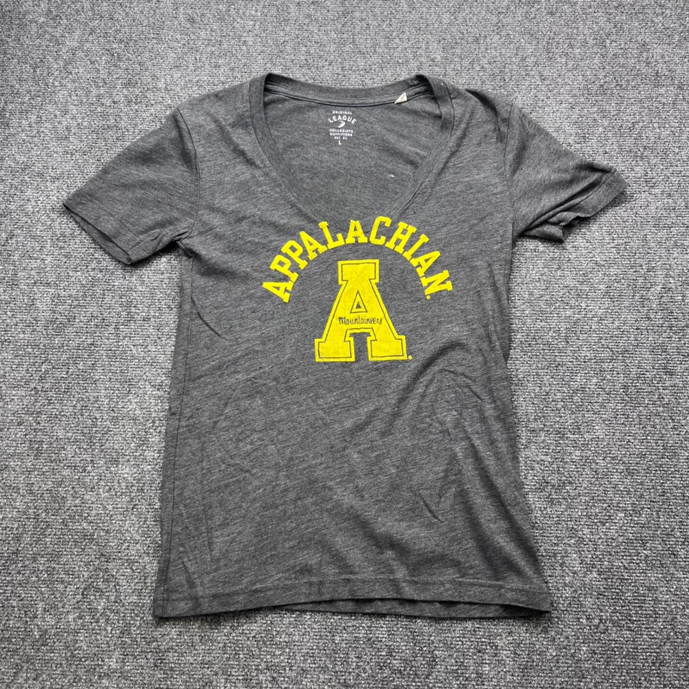 League Appalachian State Mountaineers V-Neck Heather Gray Graphic T-Shirt
